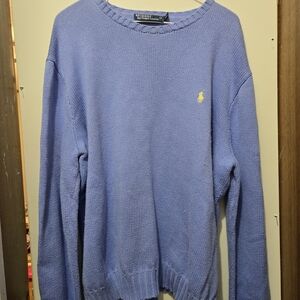 Polo by Ralph Lauren Women's Blue Crewneck Sweater 100% Cotton Size Xl